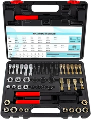 Professional 49pc Thread Repair Kit with Taps, Dies & Files – UNC UNF Metric - Image 1 of 4