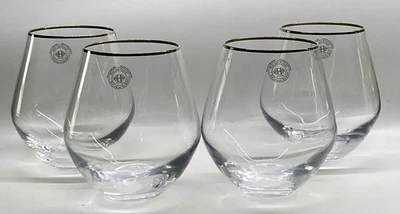 Conjunto de 4 óculos Fitz and Floyd prata Michel transparente antiquado cristalita - Imagem 1 de 4