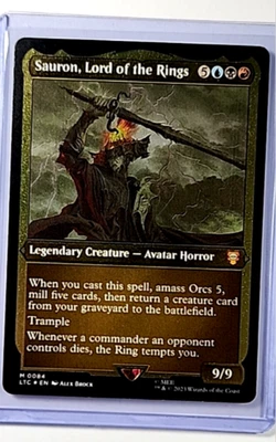 MTG Magic The Gathering LTC Thick Stock Foil Etched #84 Sauron Lord of the Rings - Image 1 of 2