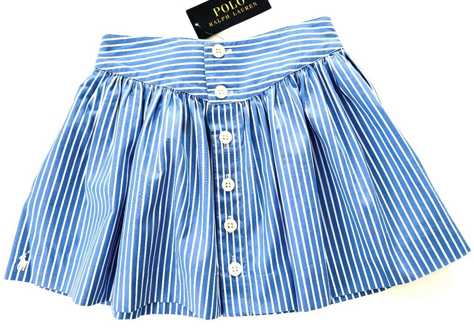 Falda a rayas azul-blanco Ralph Lauren nueva con etiquetas para niñas. Talla 8. EU 140 Foto 1 de 1