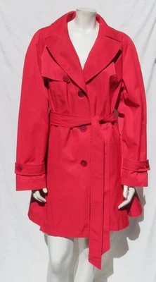 Gabardina de lluvia DKNY US Plus 2X 2XL roja de algodón con cinturón de un solo pecho para mujer Foto 1 de 4