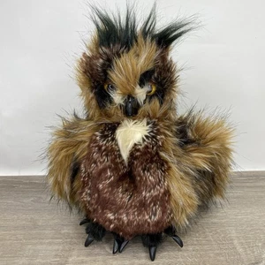 Folkmanis Great Horned Owl Bird Realistic Puppet Stuffed Rotating Head 18” - Picture 1 of 12