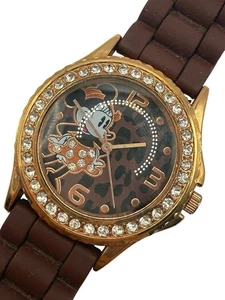 Disney Minnie Mouse Women’s Watch Leopard Brown Rhinestones New Battery - Picture 1 of 10