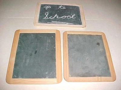 Vintage Small Double Sided Child's Wood & Slate Chalkboard - Image 1 of 2
