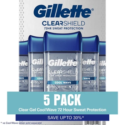 Gillette Cool Wave Clear Gel Men's Antiperspirant and Deodorant, 3.8 oz., 5 pk. - Image 1 of 4