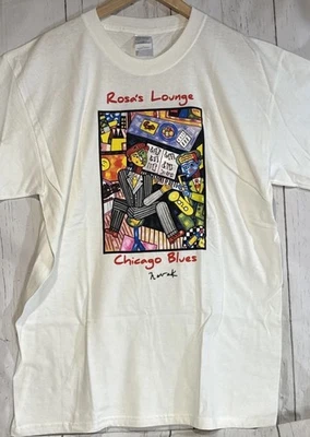 Camiseta RARA DE COLECCIÓN Bumblebee Bob Novak Auto Rosa's Chicago Blues Lounge Firmada Foto 1 de 4