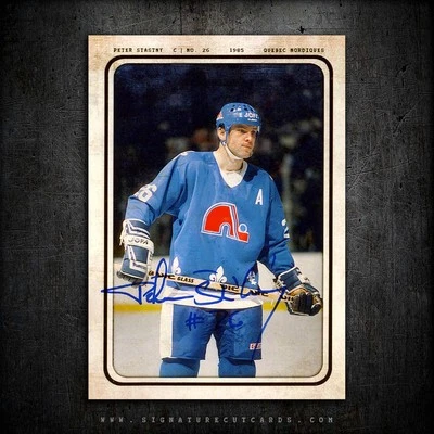 Peter Stastny Quebec Nordiques AP Wirephoto Autographed Card  #'d 10 - Image 1 of 3