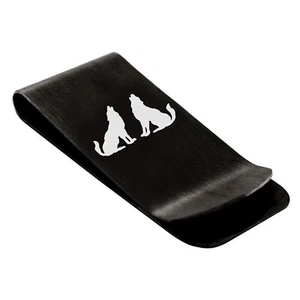 Two Wolves Cool Money Clips Engraved, Stainless Steel Engraved Money Clip for... - Picture 1 of 4