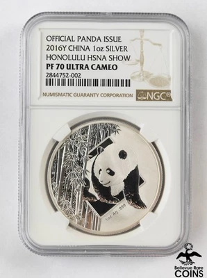 2016 China Honolulu HSNA Show .999 Silver 1oz PANDA Medal NGC PF70 Ultra Cameo - Image 1 of 4