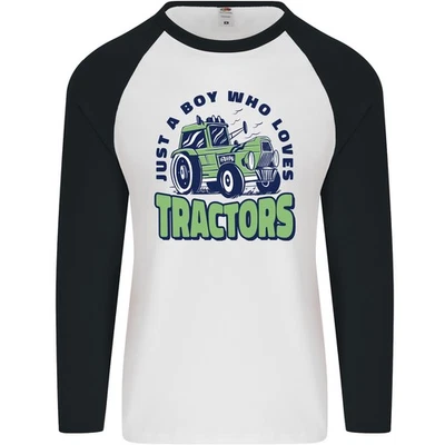 Just a Boy Who Loves Tractors Farmer Mens L/S Baseball T-Shirt - image 1 of 4