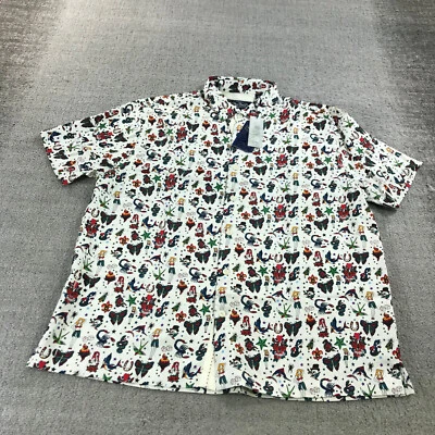 Nat Nast Shirt Mens  Large Button Up Hawaiian Camp Tattoo Art All Over Print - Image 1 of 4