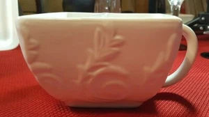 Avon 2 in1 Snack 2 Compartment Mug White Glazed Ceramic Divided Bowl With Handle - Picture 1 of 10