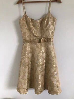 ABS вечер на Allen Schwartz EUC коктейльное платье парчи золото серебро размер 4 - Изображение 1 из 4