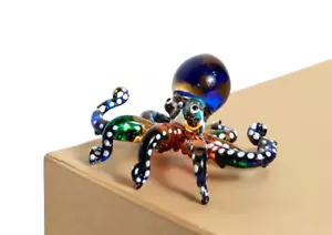 Figura de arte pulpo de vidrio soplado a mano mar miniatura animal océano juguete colorido - Imagen 1 de 6