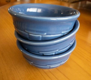 Longaberger woven blue bowls 4” set of 3 - Picture 1 of 3
