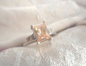 Vintage Jewellery Sterling Silver Ring with Champagne Sapphire Antique Jewelry - Picture 1 of 5