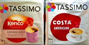 2 packs tassimo kenco American Smooth & Costa T Discs Capsules 32 drinks