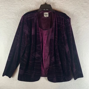 Vintage R&M Richards Womens Purple Velour Abstract Glitter Pattern Blazer Jacket - Picture 1 of 11