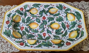 Large VTG Hand Painted Deruta Pottery Lemon Themed Rectangular Wall Plate Italy - Picture 1 of 5