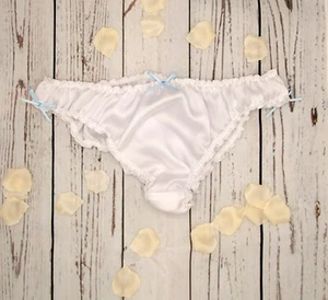 Bridal 'something blue' Silky Satin Briefs Knickers Panties Sexy Lingerie - Picture 1 of 8