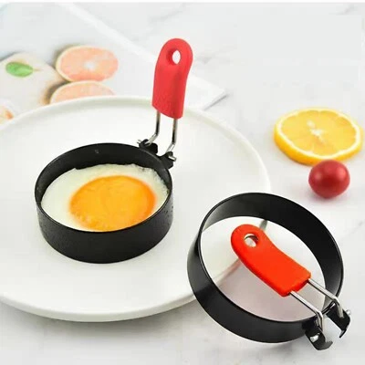 Juego de 2 piezas antiadherentes moldeador de huevos fritos moldeador de anillos de huevos con cepillo herramienta de cocina Foto 1 de 4
