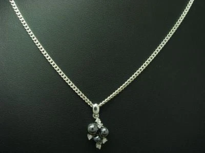 Collana In Argento Sterling 925 Con Pendente In Ematite E Zirconia - Immagine 1 di 3