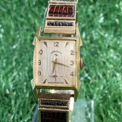 Vtg Men's Lord Elgin Shock master 713 14K Gold Filled Watch Works Gemex - Image 1 of 4