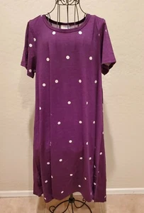 LulaRoe Carly Kleid Größe M lila mit weißen Tupfen weich & bequem - Bild 1 von 7