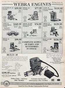 Webra Bully 35 RC Engine Vintage Print Ad Ephemera Wall Art Decor - Picture 1 of 1