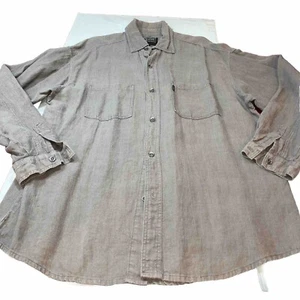 XL Two Star Dog GRAY HEMP SHIRT Long Sleeve Button Up Collared Pockets Grunge XL - Picture 1 of 7