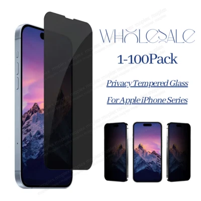 Wholesale Privacy Tempered Glass Screen Protector for iPhone 16 15 14 13 Pro Max - Image 1 of 4