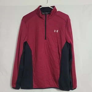 UNDER ARMOUR ColdGear Women's Mock Neck 1/4 Zip Burgundy & Black Pullover - Picture 1 of 6