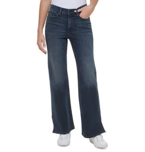 Vaqueros para mujer Calvin Klein de altura acampanados con dobladillo de ranura 27 zafiro - Imagen 1 de 4