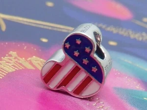 Pandora Silver Disney Mickey American US Flag Enamel Charm 791585ENMX - Picture 1 of 13