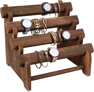 Wooden Oval Shaped 4 Tier Watch Holder Stand,Jewelry Bracelet Display Stand,, - Picture 1 of 12