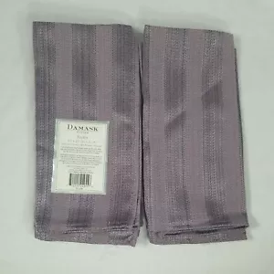 Damask Stripe Dinner Napkins Purple Stripe 20"x20" Set of 5 - Picture 1 of 7