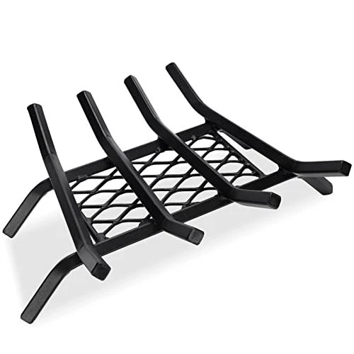 G GOOD GAIN Fireplace Grate with Ember Retainer 15.5" Heavy Duty Cast Iron I...