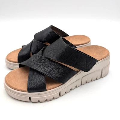 Sandalia Vionic Uptown Sunset Slide para mujer punta abierta cuero negro talla US6 EU36 Foto 1 de 4