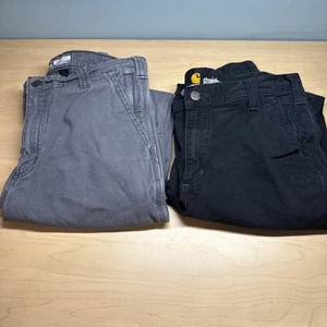 Carhartt Rugged Flex Canvas Pants Mens 31x31 Black &Grey Straight Fit BN2821 Lot - Picture 1 of 19