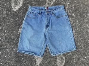 Vtg Tommy Hilfiger Y2K Jean Shorts Kids Youth 18 Tommy Jeans Patch Jorts - Picture 1 of 8