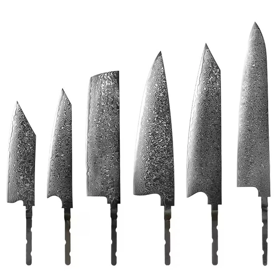 BAVER VG10 Damascus Steel Chef Knife Blank Blade DIY Home Hobby Kitchen Tools Material