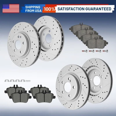 Rotores de disco de freno delanteros traseros y pastillas de cerámica para Mercedes-Benz CLA250 2014-2019 Foto 1 de 4
