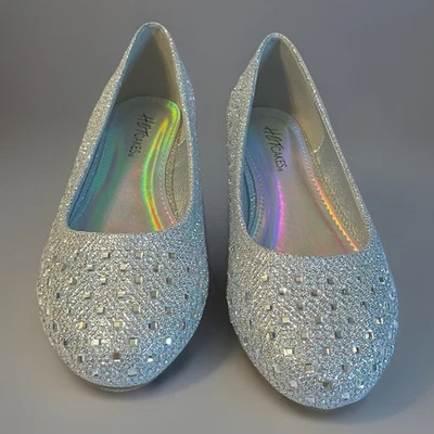 Hotcakes Niñas Talla 2 Plata Estrás Brillo Ballet Planos Zapatos de Vestir Foto 1 de 4
