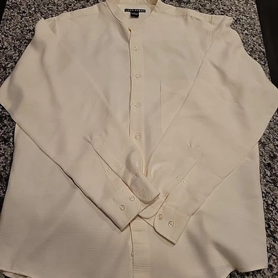 Camisa de Vestir John Henry Hombre L Crema Rayón/Poliéster Botón L/S Foto 1 de 4