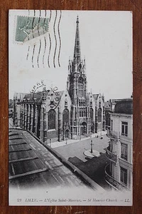 Alte AK animierte Postkarte LILLE - Kirche St-Maurice - Bild 1 von 1