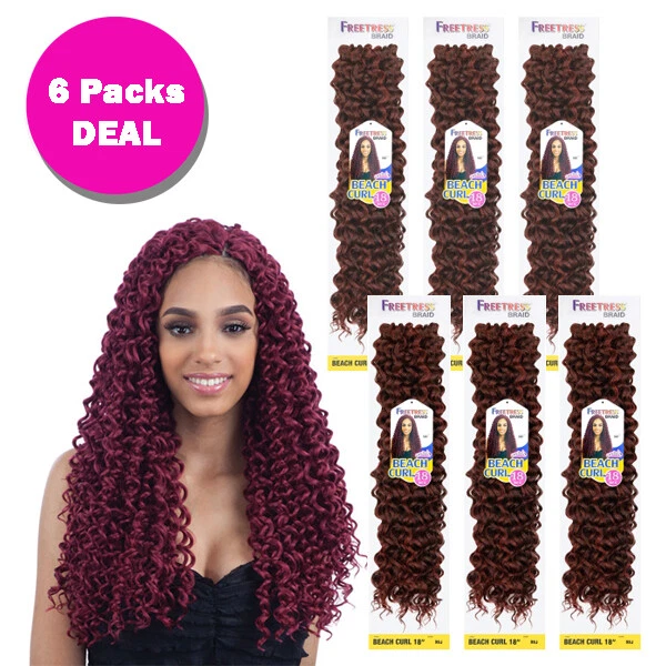 FREETRESS SYNTHETIC CROCHET BRAID - BEACH CURL 18" in. color OT27