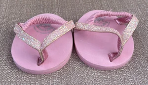 Build A Bear SANDALS Pink Glitter BAB Flip Flop Shoes with elastic strap - Picture 1 of 5