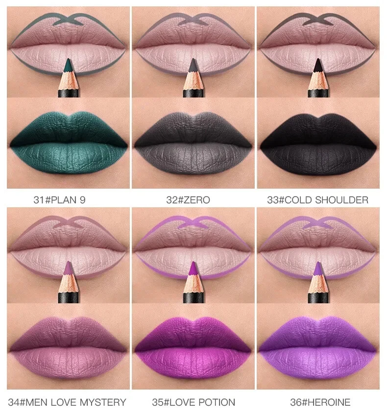 12Pcs Set Women Waterproof Lipstick Long Lasting Matte Lip Liner Pencil Lip Pen - Image 1 of 4