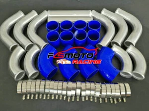 Blu HOSE 2.5" 63mm Tubo Alluminio Universale Turbo Boost Intercooler Tubo 12 PZ - Imagen 1 de 9