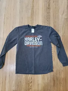 Harley Davidson Long Sleeve Youth Large Grey Motorcycle Biker Chopper Bobber - Picture 1 of 3